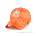 Orange digital camo outdoor cap with simple embroidery